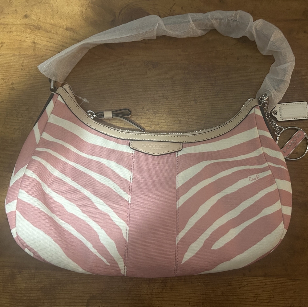 Coach Pink and White Zebra Print Women's Bag